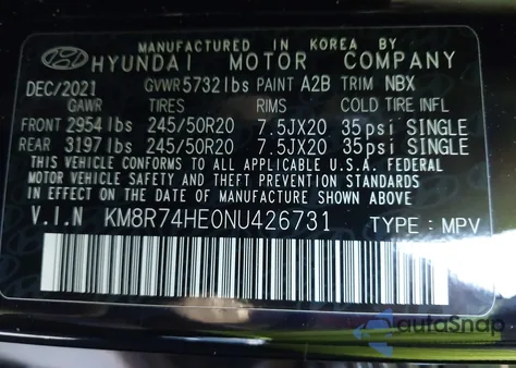 2022 Hyundai Palisade Calligraphy from USA, damaged, VIN KM8R74HE0NU426731